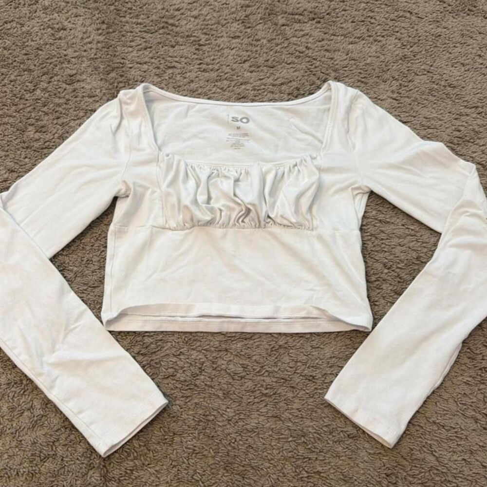 So-clothing Women's White and Blue Crop-top